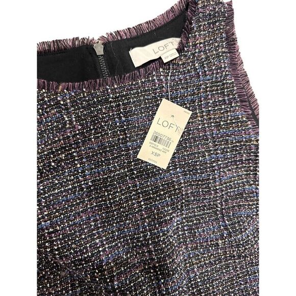 LOFT Women's Tweed Flippy Dress XSP Multicolor Sleeveless‎ Casual - Picture 2 of 5